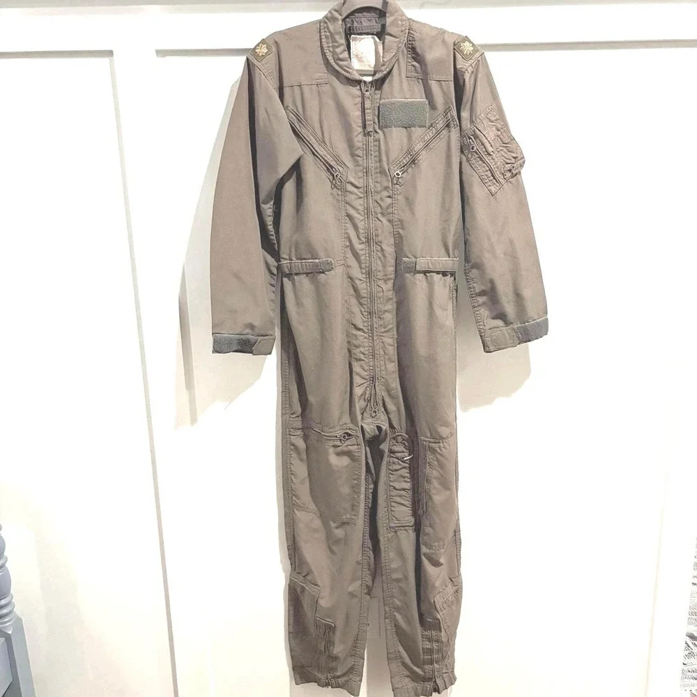 Vtg 60s US Military Flight Suit Olive Green Coveralls Scovill‎ Zip Small